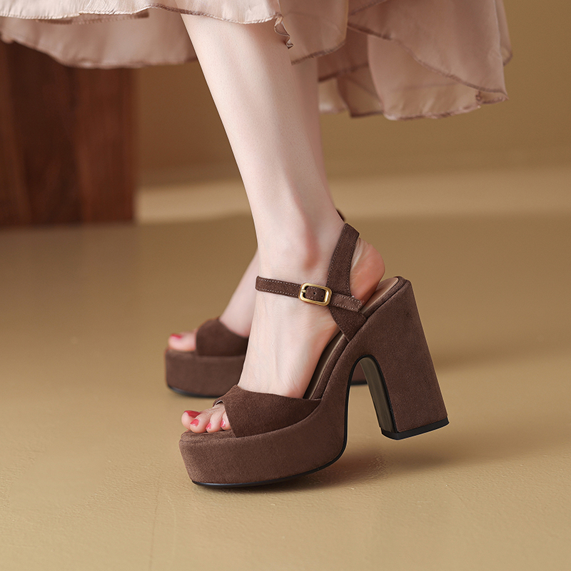 12.5 cm Italian-Style Soft-Soled Leather High Heel Sandals for Comfort and Style, Perfect for 90s and Y2K Fashion