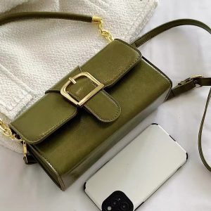 2023 Casual Shiny Green Small Square Crossbody Bag - Elegant Shoulder Underarm Bag for Women, Niche Fashion Accessory