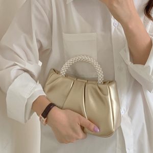 2023 Pearl Color Pleated Cloud Women's Handbag - Versatile Wrist & Shoulder Crossbody Bag for Chic Style