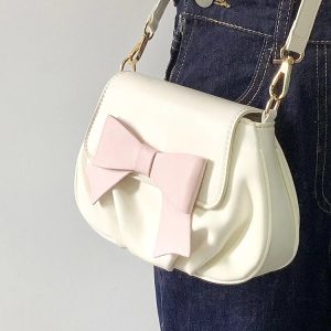 2023 Women's Bow Detail Pleated Cloud Bag - Soft Round Crossbody Shoulder Bag, Versatile Small Handbag for Everyday Use