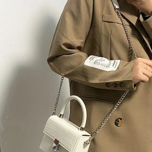 2023 Women's Crocodile Pattern Tote Bag - Small Square Handbag, Versatile Shoulder Crossbody Style, Trendy and Fashionable