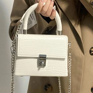 2023 Women's Crocodile Pattern Tote Bag - Small Square Handbag, Versatile Shoulder Crossbody Style, Trendy and Fashionable