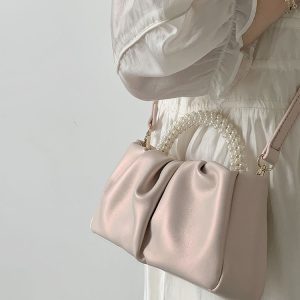 2023 Women's Pearlescent Ruffled Cloud Handbag - Mini Crossbody Shoulder Bag in Trendy Color