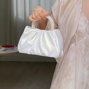 2023 Women's Pearlescent Ruffled Cloud Handbag - Mini Crossbody Shoulder Bag in Trendy Color