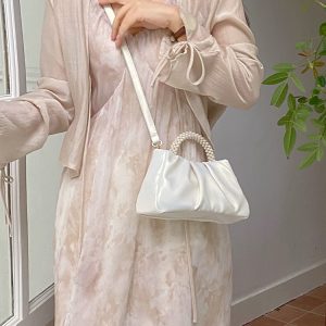 2023 Women's Pearlescent Ruffled Cloud Handbag - Mini Crossbody Shoulder Bag in Trendy Color