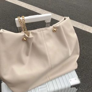 2023 Women's Soft Leather Large Capacity Tote Bag - High-End Niche Design, Perfect for College Students, Handheld & Shoulder Style