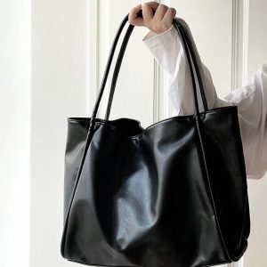 2024 Korean Style Women's Textured Tote Bag - Large Capacity Shoulder Bag for Spring Summer Fashion