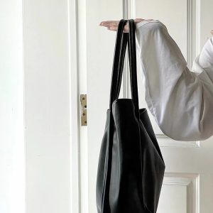 2024 Korean Style Women's Textured Tote Bag - Large Capacity Shoulder Bag for Spring Summer Fashion