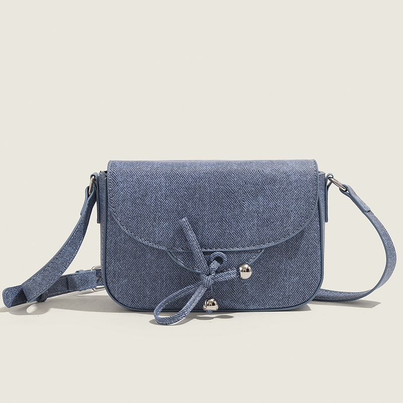 2024 Small Denim Square Bag with Bow - Fashionable Versatile Shoulder Crossbody Bag for Women, Trendy Y2K Style