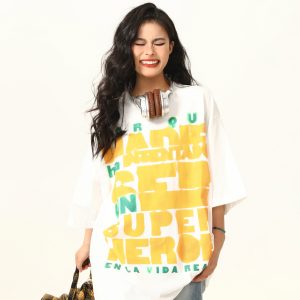 2024 Summer American Vintage Short Sleeve Letter Print T-Shirt for Men and Women - Street Style Couples Top