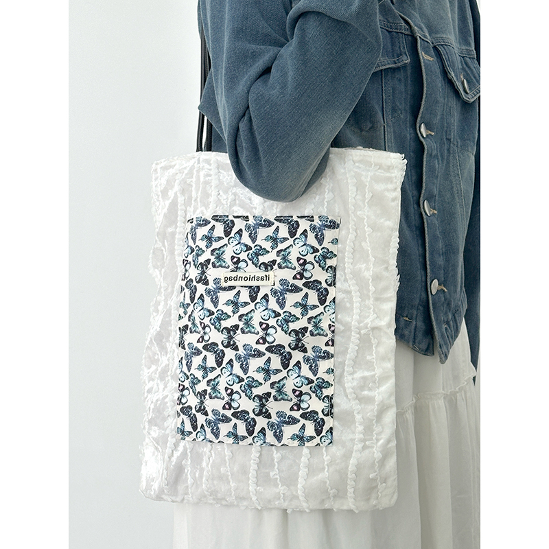 2024 Women’s Large Capacity Butterfly Lace Shoulder Tote Bag - Versatile Niche Handbag for Everyday Style