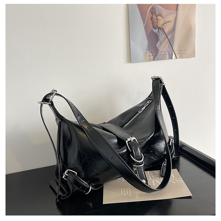 2025 Black Soft Leather Large Capacity Casual Tote Bag for Women - Korean Style Fashion Shoulder and Crossbody Bag