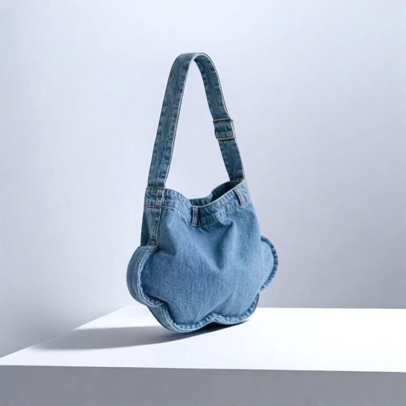 2025 Fashionable Versatile Denim Floral Tote Bag - High-End Shoulder Crossbody Commuter Bag for Trendy Style