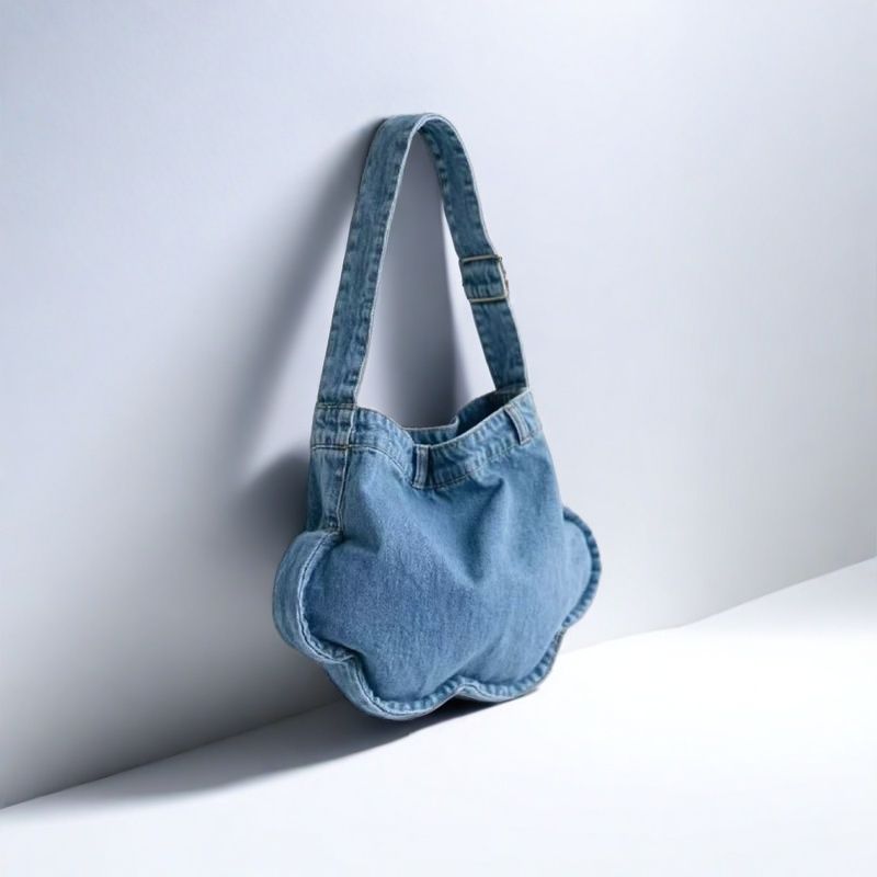 2025 Fashionable Versatile Denim Floral Tote Bag - High-End Shoulder Crossbody Commuter Bag for Trendy Style