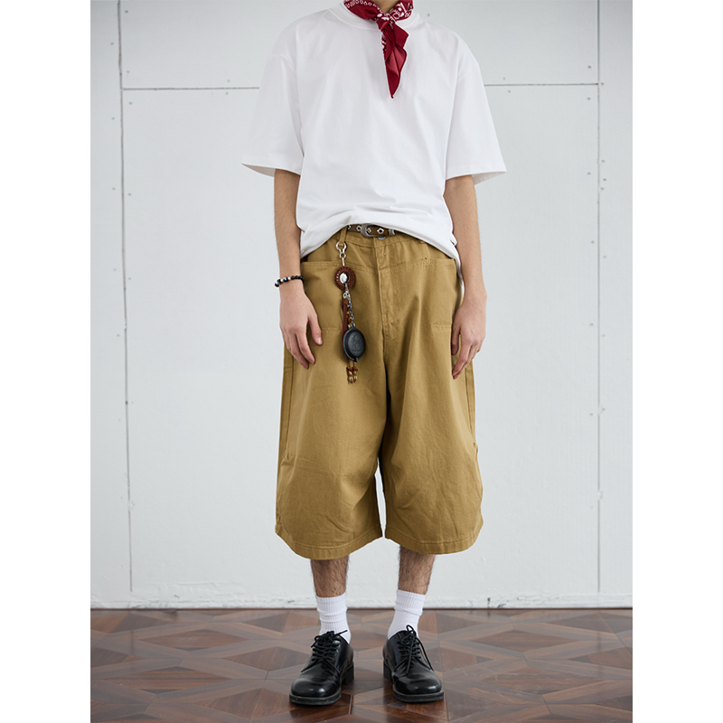 2025 Men's Seven-Point Pants - Casual Wide-Leg Workwear, Loose Fit Draping Shorts for Versatile Everyday Style