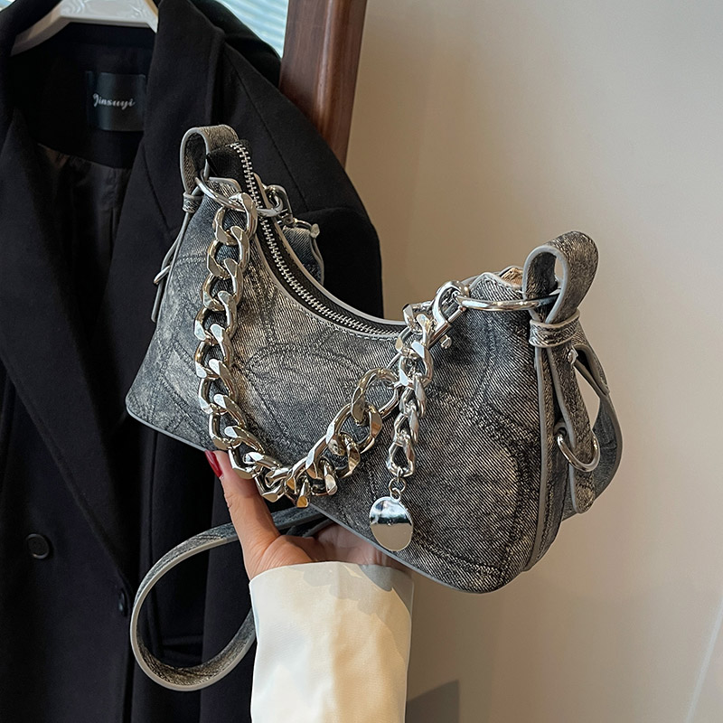 2025 New Model Patchwork Small Bag for Women - Stylish Versatile Chain Underarm Shoulder Crossbody Bag