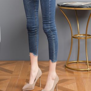 2025 New Spring Women's Suede High Heels, Versatile Waterproof Pointed Toe Shoes for Work, Sexy Thin Heels