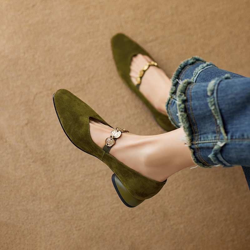 2025 New Women's Genuine Leather Square Toe Mary Jane Flats with Coin Chain - Comfortable Low Heel Versatile Shoes 2025 New Women's Genuine Leather Square Toe Mary Jane Flats with Coin Chain - Comfortable Low Heel Versatile Shoes