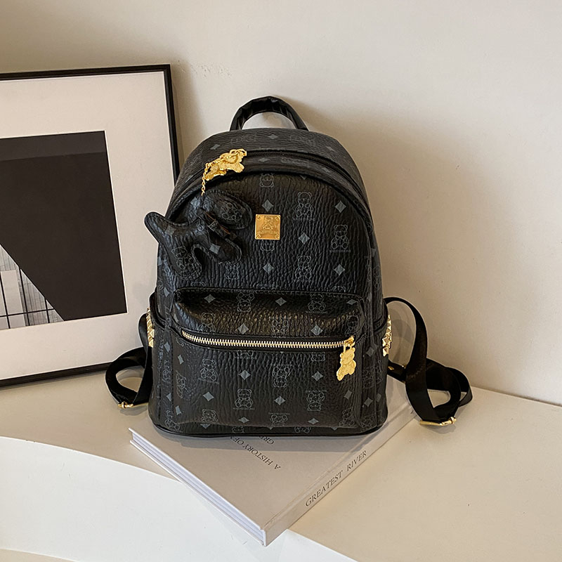 2025 New Women's Mini Backpack - Double Shoulder Design, Versatile Small Bag with Cute Maiduo Bear Print