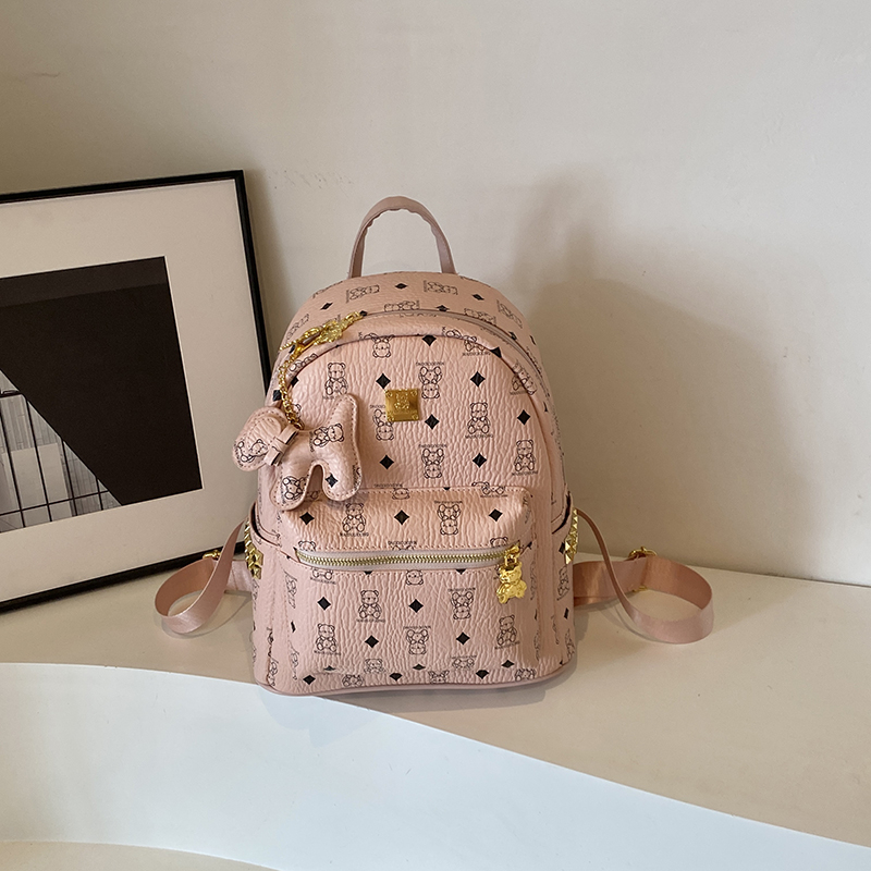 2025 New Women's Mini Backpack - Double Shoulder Design, Versatile Small Bag with Cute Maiduo Bear Print 2025 New Women's Mini Backpack - Double Shoulder Design, Versatile Small Bag with Cute Maiduo Bear Print