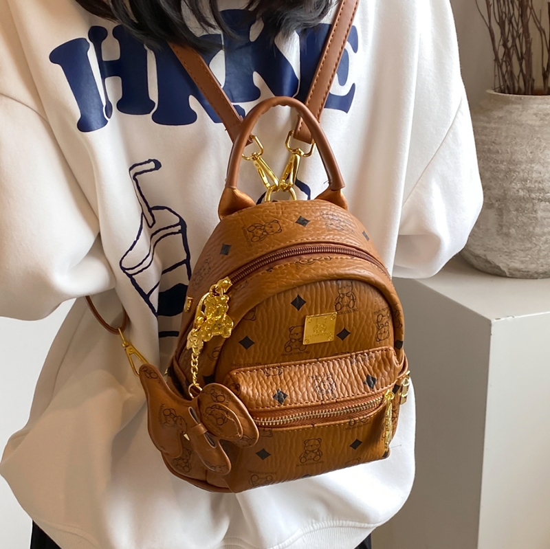 2025 New Women's Mini Backpack - Double Shoulder Design, Versatile Small Bag with Cute Maiduo Bear Print 2025 New Women's Mini Backpack - Double Shoulder Design, Versatile Small Bag with Cute Maiduo Bear Print