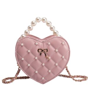 2025 Pearl Heart Mini Crossbody Bag - Niche Lolita Style with Chanel-Inspired Chain Shoulder Strap