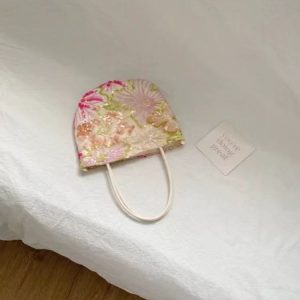 2025 Spring Women's Floral Embroidered Sequin Tote Bag, Casual Large Capacity Crossbody Bag, Versatile Fashion Accessory