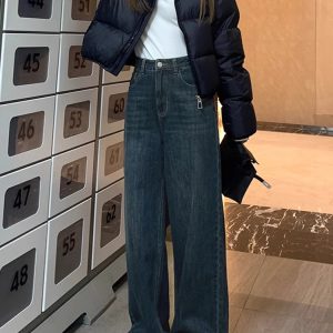 2025 Straight-Leg Jeans for Women, Narrow Wide-Leg Pants for Petite & Plus-Size, Slimming Loose Fit Fashion