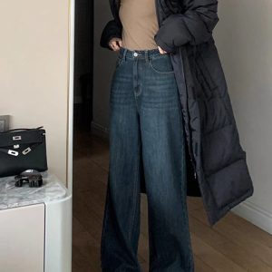 2025 Straight-Leg Jeans for Women, Narrow Wide-Leg Pants for Petite & Plus-Size, Slimming Loose Fit Fashion