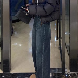 2025 Straight-Leg Jeans for Women, Narrow Wide-Leg Pants for Petite & Plus-Size, Slimming Loose Fit Fashion