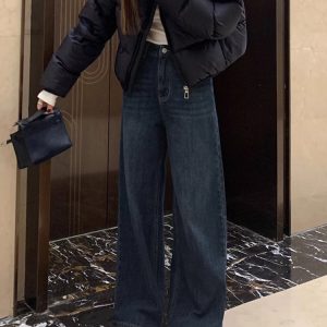 2025 Straight-Leg Jeans for Women, Narrow Wide-Leg Pants for Petite & Plus-Size, Slimming Loose Fit Fashion