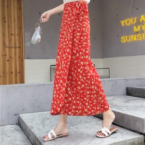 2025 Summer A-Line Floral Beach Skirt for Curvy Hips & Thighs - Irregular Long Design, Perfect for Boho and Y2K Styles