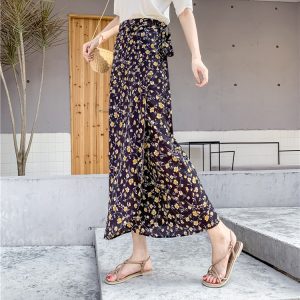 2025 Summer A-Line Floral Beach Skirt for Curvy Hips & Thighs - Irregular Long Design, Perfect for Boho and Y2K Styles