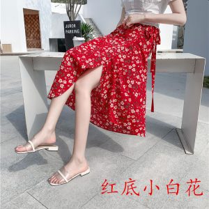 2025 Summer A-Line Floral Beach Skirt for Curvy Hips & Thighs - Irregular Long Design, Perfect for Boho and Y2K Styles