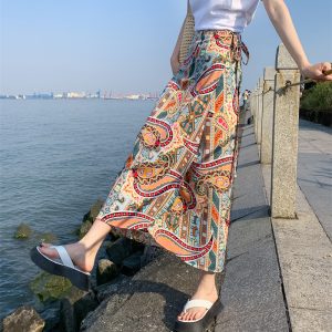 2025 Summer A-Line Floral Beach Skirt for Curvy Hips & Thighs - Irregular Long Design, Perfect for Boho and Y2K Styles