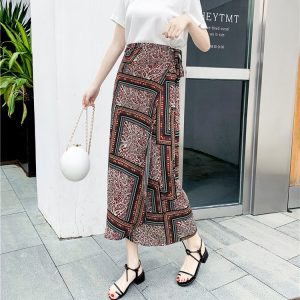 2025 Summer A-Line Floral Beach Skirt for Curvy Hips & Thighs - Irregular Long Design, Perfect for Boho and Y2K Styles