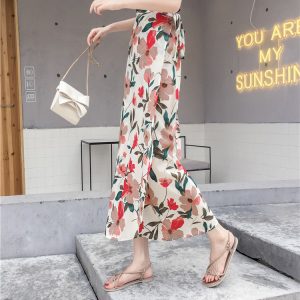 2025 Summer A-Line Floral Beach Skirt for Curvy Hips & Thighs - Irregular Long Design, Perfect for Boho and Y2K Styles