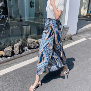 2025 Summer A-Line Floral Beach Skirt for Curvy Hips & Thighs - Irregular Long Design, Perfect for Boho and Y2K Styles