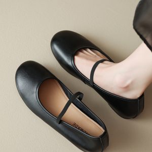 2025 Summer Genuine Leather Flat Hidden Height Mary Jane Shoes for Women in Silver - Stylish Shallow Mouth Size 41