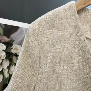 2025 Summer Off-White Women's Vintage High-End Short Suit Jacket - Chic 90s Inspired Design