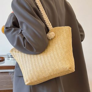 2025 Summer Straw Woven Shoulder Bag for Women - Large Capacity High-Quality Commuting Tote, Trendy Niche Design