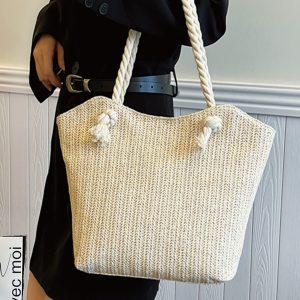2025 Summer Straw Woven Shoulder Bag for Women - Large Capacity High-Quality Commuting Tote, Trendy Niche Design