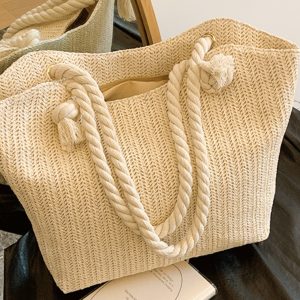 2025 Summer Straw Woven Shoulder Bag for Women - Large Capacity High-Quality Commuting Tote, Trendy Niche Design