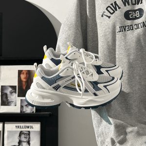 2025 Summer Unisex Height-Increasing Mesh Sports Shoes - Breathable White Dad Sneakers for Couples