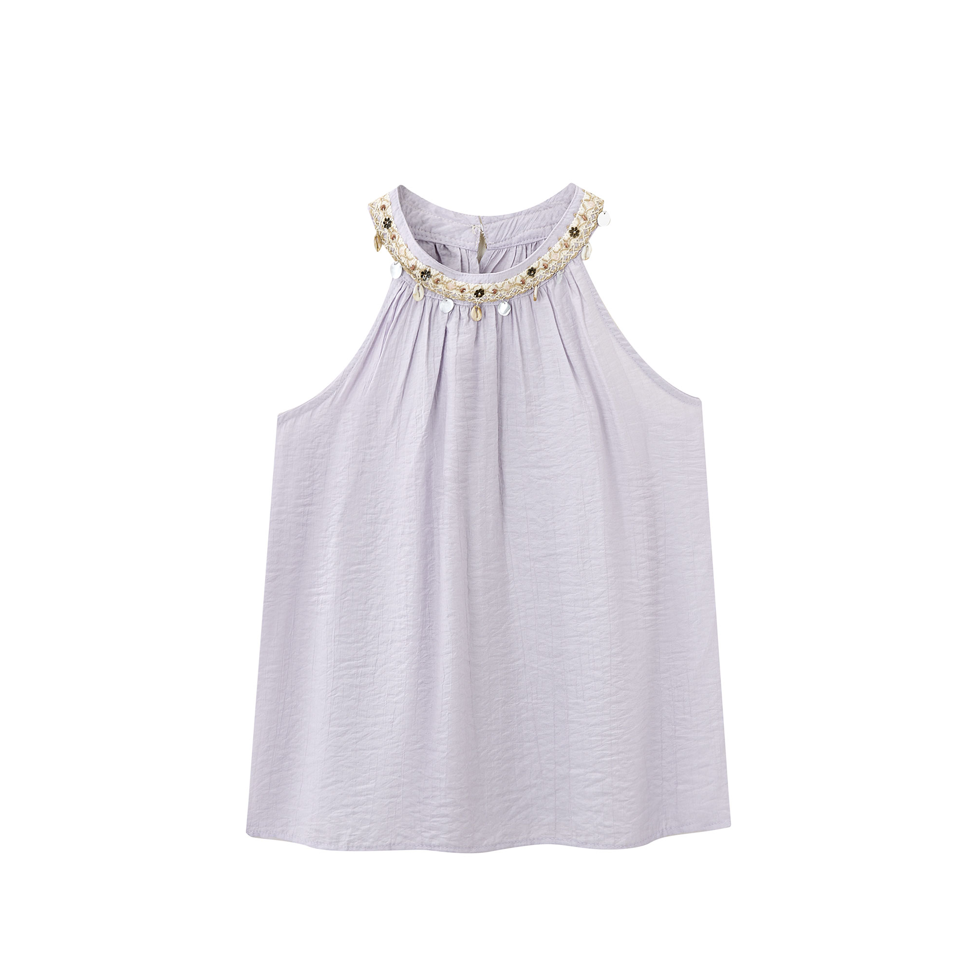 2025 Summer Women's Berry Purple Neck-Hanging Beach Top, Loose Fit Flattering Tank Top, Trendy Casual Style