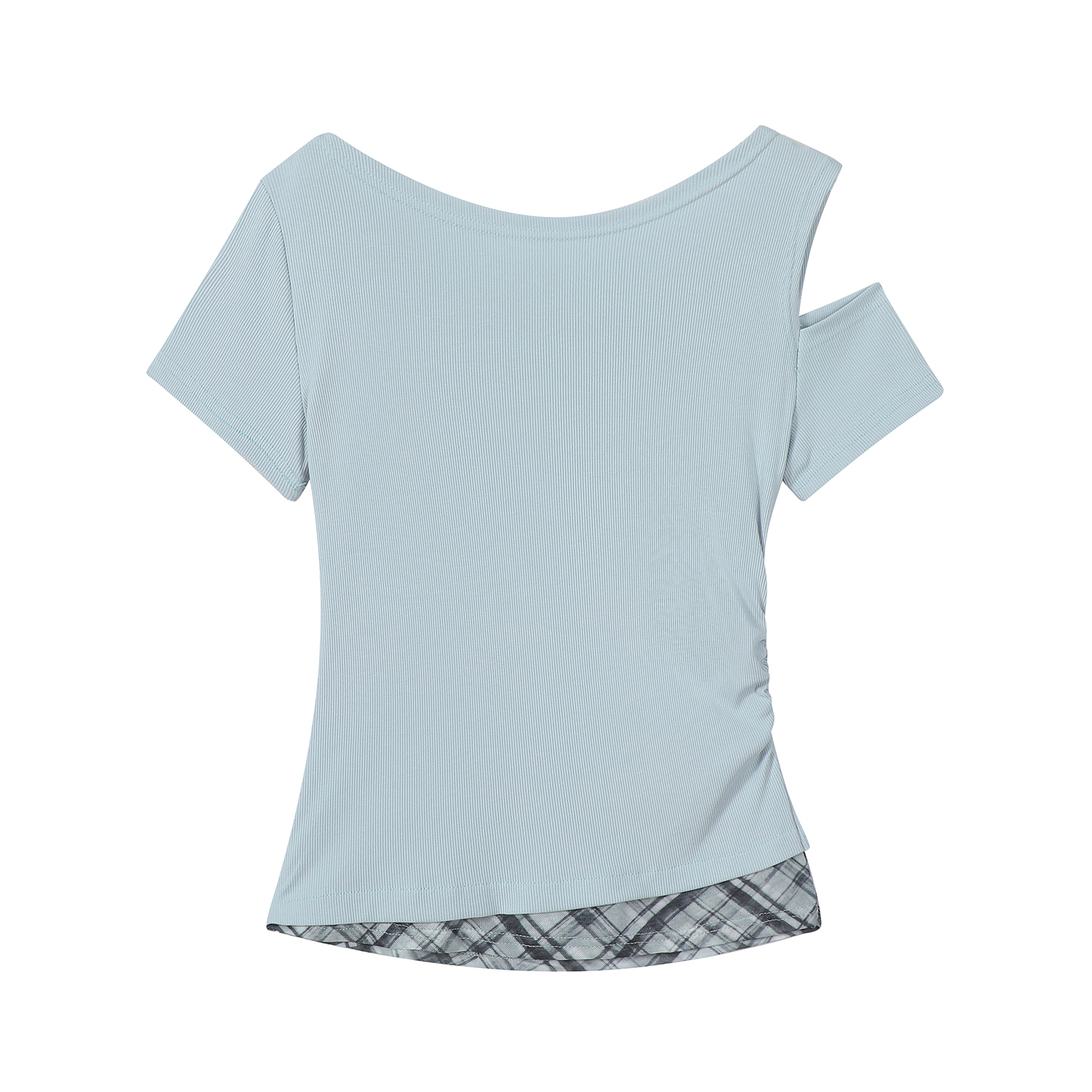 2025 Summer Women's Blue Off-Shoulder T-Shirt - Unique Short Sleeve Top, Trendy Casual Wear, Y2K Style 2025 Summer Women's Blue Off-Shoulder T-Shirt - Unique Short Sleeve Top, Trendy Casual Wear, Y2K Style