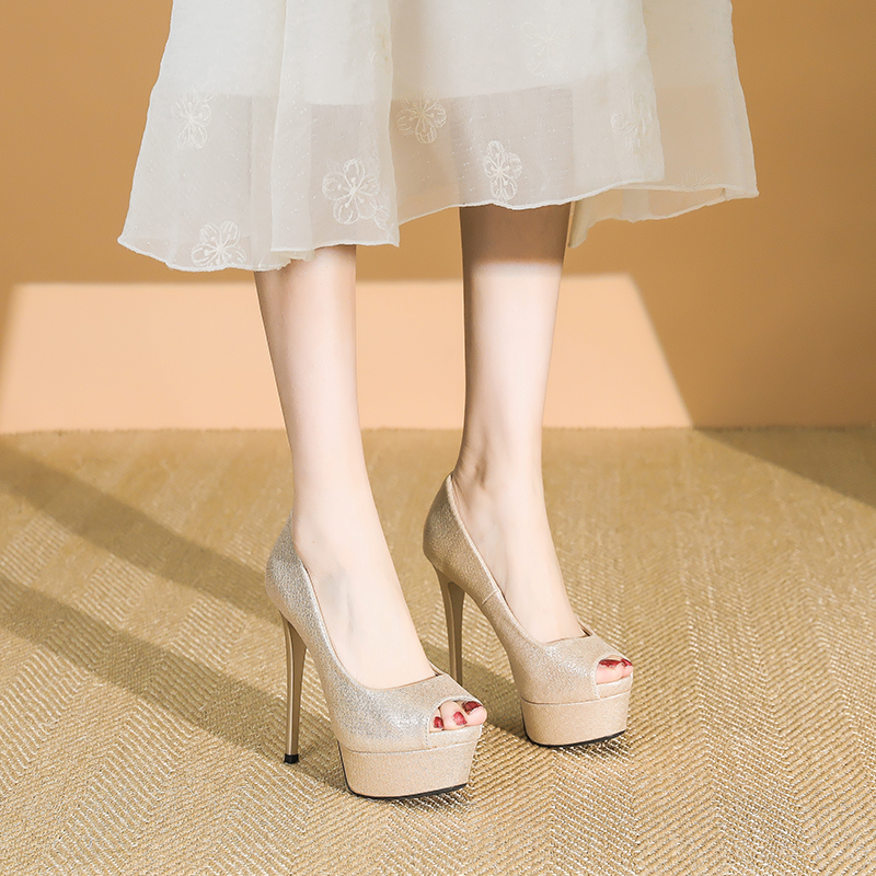 2025 Summer Women's High Heels Peep Toe Stiletto Platform Shoes - Sexy 12CM Waterproof Party Footwear