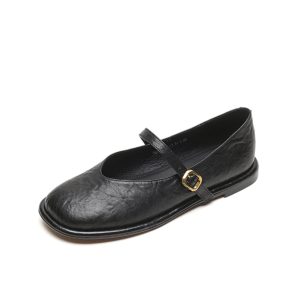 2025 Summer Women's Lambskin Mary Jane Flats - Round Toe, Shallow Mouth, Large Size 41-43, Trendy Casual Footwear