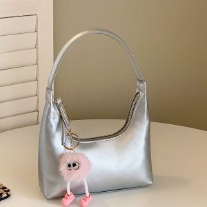2025 Summer Women's Silver French-Style Baguette Shoulder Bag - Versatile High-End Niche Underarm Bag