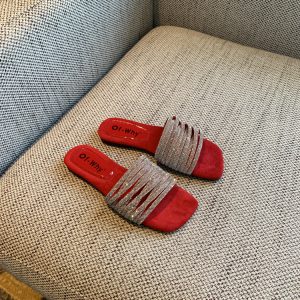 2025 Summer Women's Water Drill One-Word Sandals - Fairy Style Flat Korean Cool Footwear for Outdoor Wear